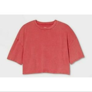 Women's Pajama Top - Colsie Faded Cropped Top Red